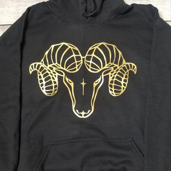 Hoodie with Gold Aries Ram - Picture 3 of 3